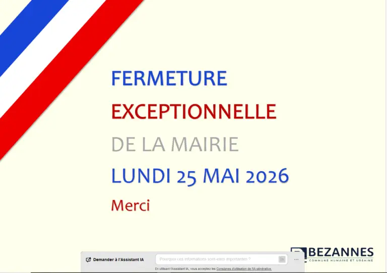 Fermeture exceptionnelle de la mairie