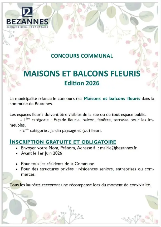 Concours Maisons et Balcons fleuris édition 2026