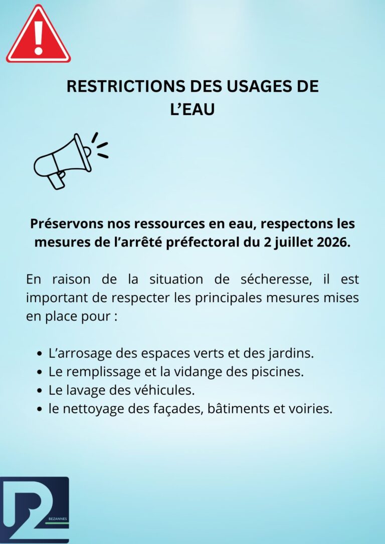Restrictions des usages de l&rsquo;eau